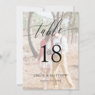 Delicate Calligraphy Photo Wedding Table Number