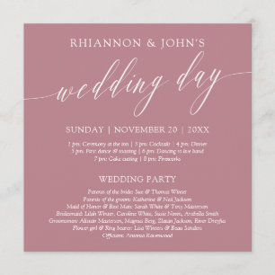 Delicate Calligraphy Pink Wedding Day Program