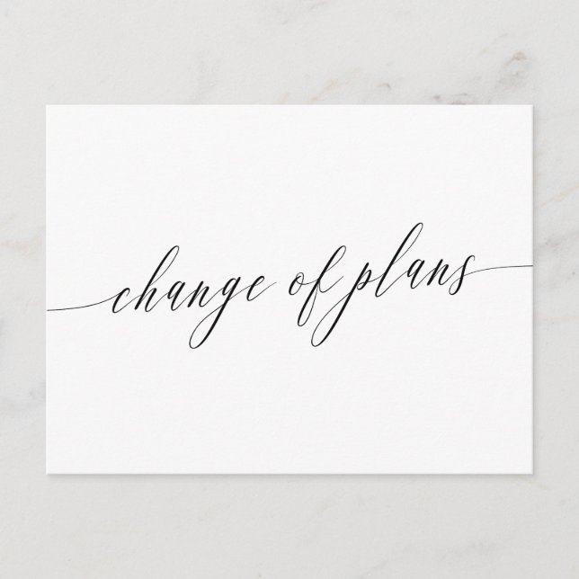 Delicate Calligraphy Postponed Wedding Announcement Postcard (Front)