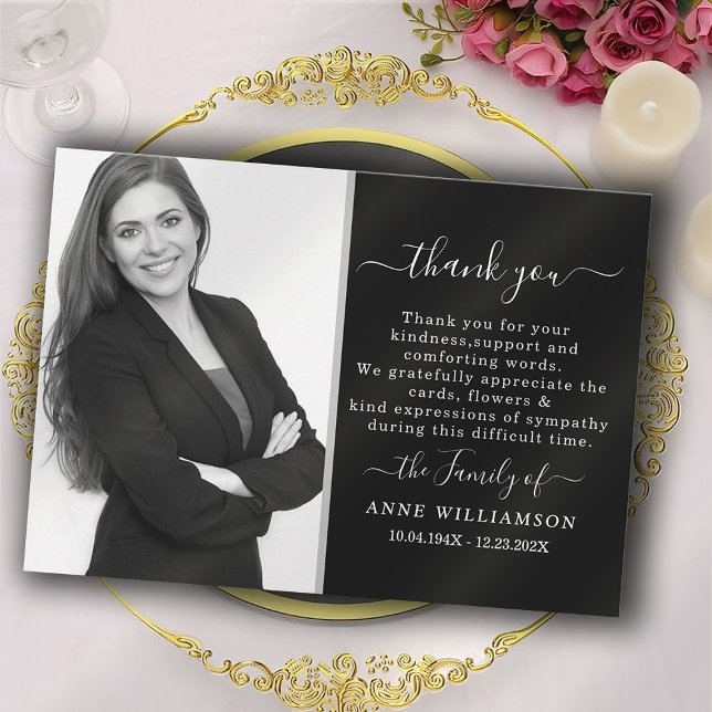 Delicate Calligraphy Script Funeral Thank You Card (Creator Uploaded)