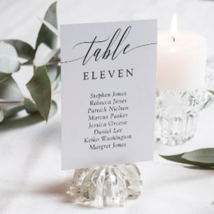 Delicate Calligraphy Table Number Guest Names