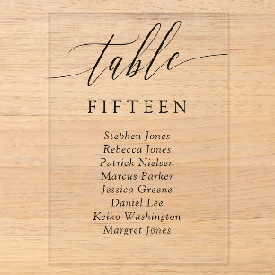 Delicate Calligraphy Table Seating Card Acrylic Invitations