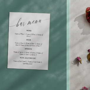Delicate Calligraphy Wedding Bar Menu