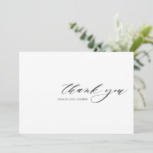 Delicate Calligraphy Wedding Day Thank You Card