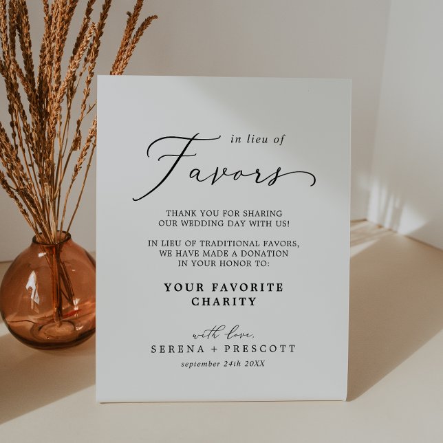 Delicate Calligraphy Wedding In Lieu Of Favours Pedestal Sign (Creator Uploaded)