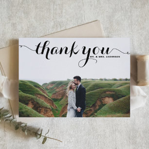 Delicate Calligraphy Wedding Thank You Photo