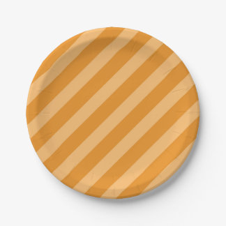 Delicate Carrot Orange diagonal stripes pattern Paper Plate