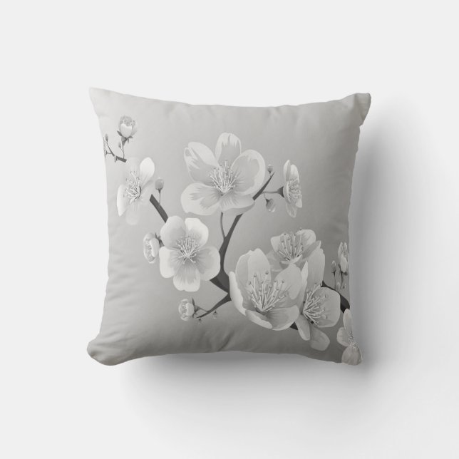 Delicate Cherry Blossom Flowers Throw Pillows (Front)