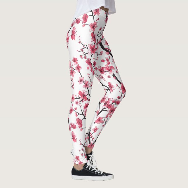 Delicate Cherry Blossom Pattern Leggings (Right)