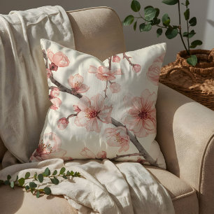 Delicate Cherry Blossom Seamless Floral Cushion