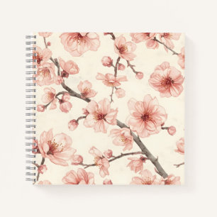 Delicate Cherry Blossom Seamless Floral Notebook