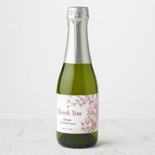 Delicate Cherry Blossom & Tulip Sparkling Wine Label