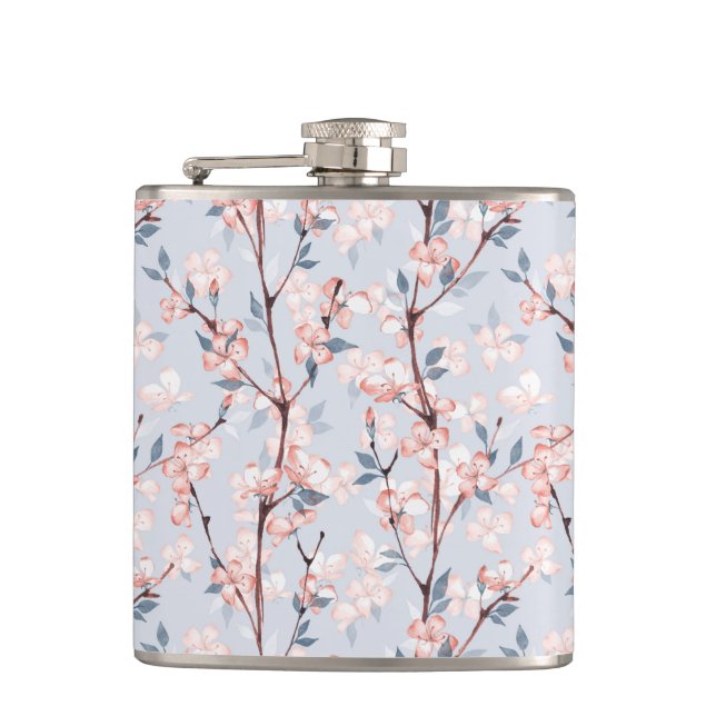 Delicate Cherry BlossomPattern Hip Flask (Front)