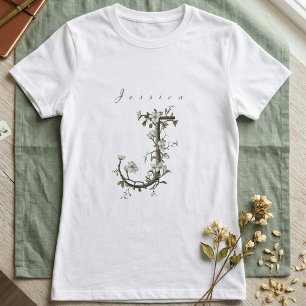 Delicate & Chic "J": Muted Jasmine Monogram T-Shirt