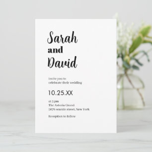 Delicate chic Modern black and white wedding Invitation