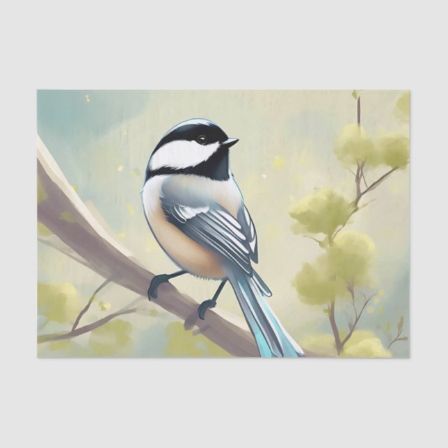 Delicate Chickadee Bird Tissue Paper (Front)