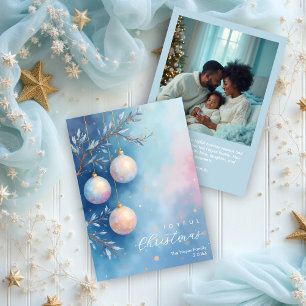 Delicate Christmas Blue Shades Elegant Ornaments Holiday Card