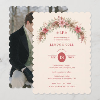 Delicate Christmas Photo Wedding Soft Pink TLW26 Invitation