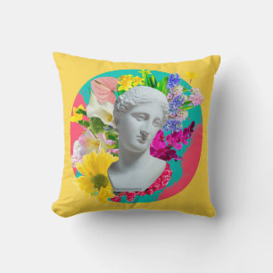 Delicate. Collage with plaster head statue isolate Cushion