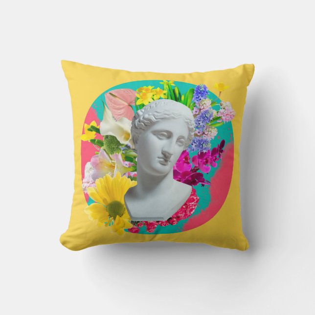 Delicate. Collage with plaster head statue isolate Cushion (Front)