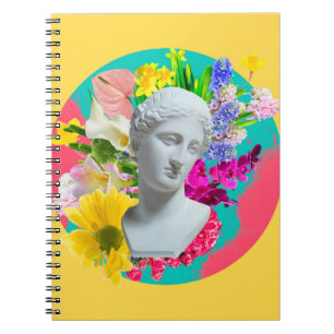 Delicate. Collage with plaster head statue isolate Notebook