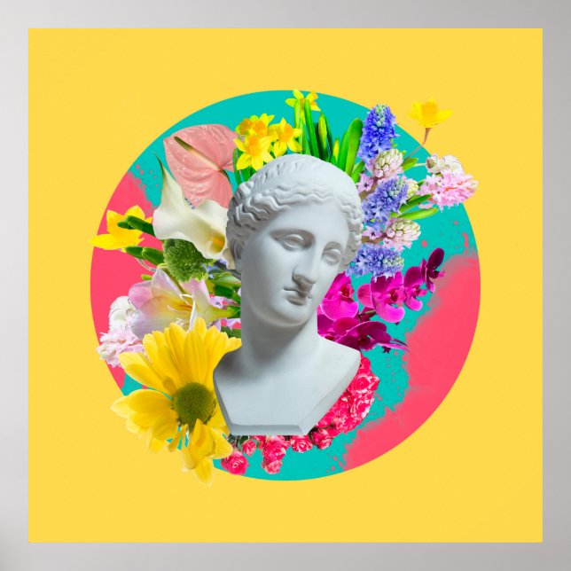 Delicate. Collage with plaster head statue isolate Poster (Front)