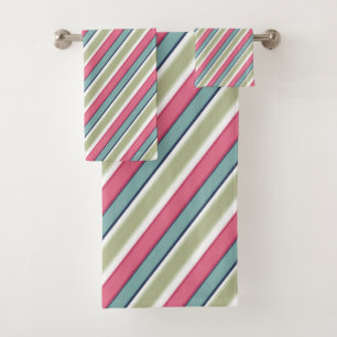 Delicate colour stripes bath towel set