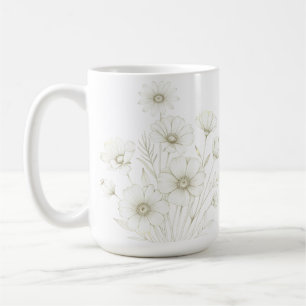 Delicate Cosmos Bouquet Line Art Grace Coffee Mug