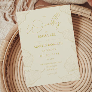 Delicate Cream Butter Yellow Flower Wedding  Invitation