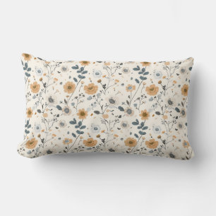 Delicate Cream Florals Lumbar Cushion