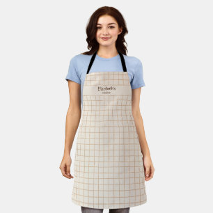 Delicate Creamy Brown Chequered Pattern Apron