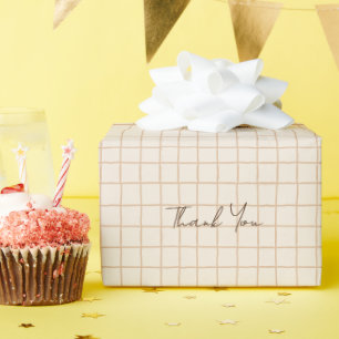 Delicate Creamy Brown Chequered Wrapping Paper