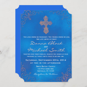 Delicate Cross Religious Wedding Invitations