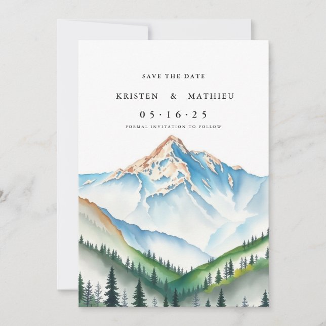 Delicate Custom Mountain Save The Date (Front)