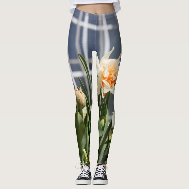 Delicate cute daffodils spring   leggings (Front)