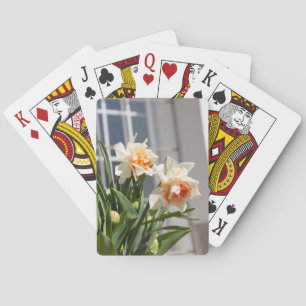 Delicate cute daffodils spring playing cards