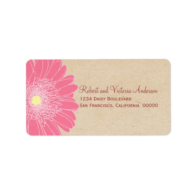 Delicate Daisies Address Labels, Pink Label (Front)