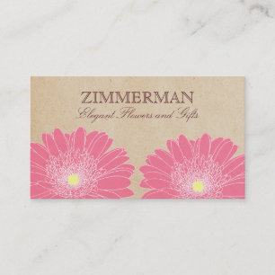 Delicate Daisies Business Card, Pink Flowers Card