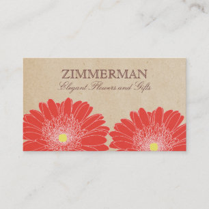 Delicate Daisies Business Card, Red Flowers Card