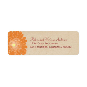 Delicate Daisies Return Address Labels, Orange Label