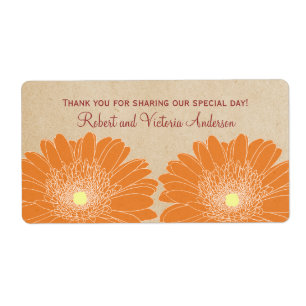 Delicate Daisies Wedding Labels, Orange