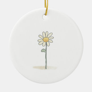 Delicate Daisy Illustration - Simple Sweet Flower Ceramic Ornament
