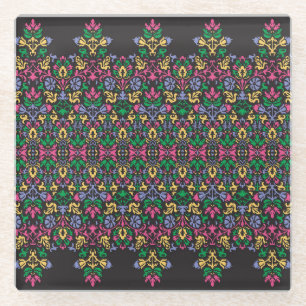 Delicate Damask Baroque Victorian Seamless Glass Coaster