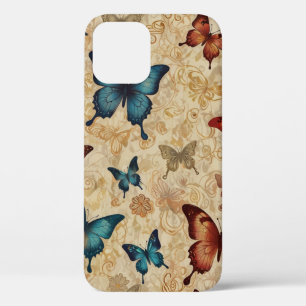 Delicate Dance: Butterflies & Vines on Soft Paper iPhone 12 Case