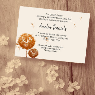 Delicate Dandelion Funeral Announcement Card