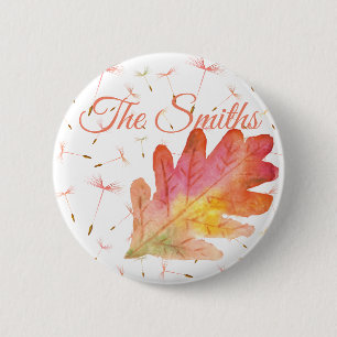 Delicate Dandelions & Autumn Leaf 6 Cm Round Badge