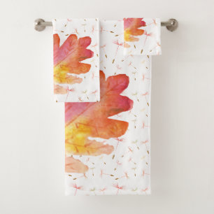 Delicate Dandelions & Autumn Leaf Bath Towel Set