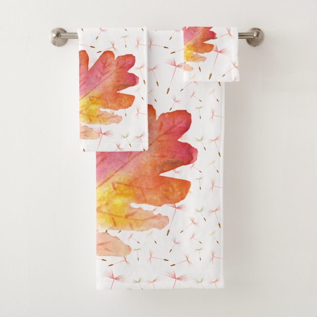 Delicate Dandelions & Autumn Leaf Bath Towel Set (Insitu)