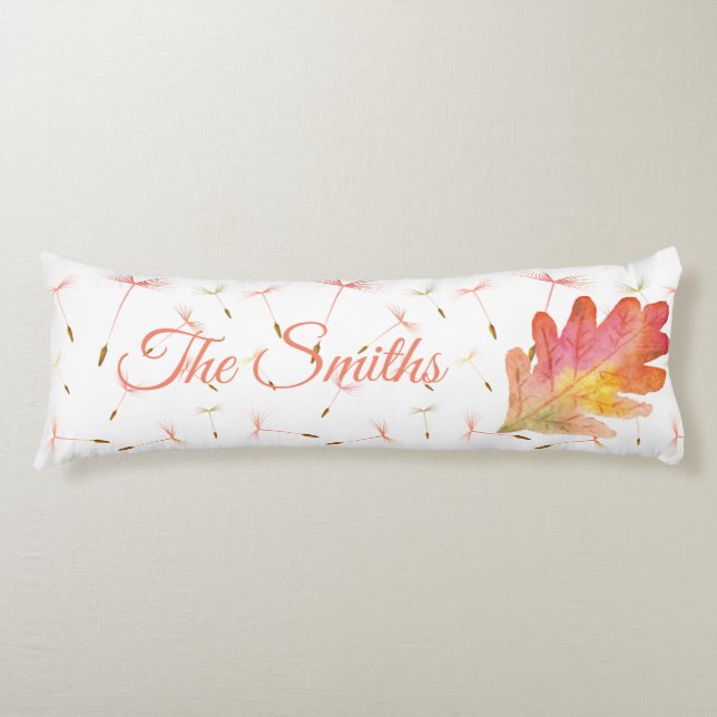 Delicate Dandelions & Autumn Leaf Body Cushion (Front)