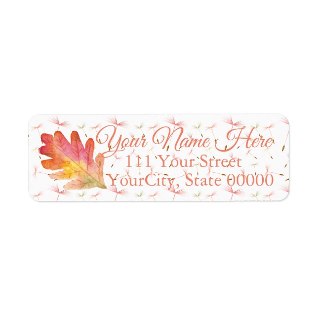 Delicate Dandelions & Autumn Leaf Return Address Label (Front)